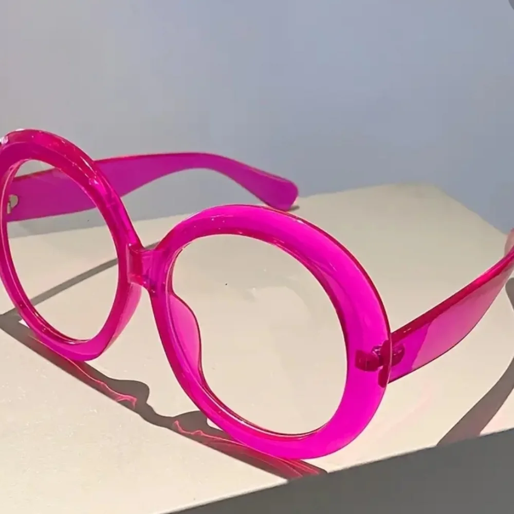 NEW Oversized Round Barbie Pink Clear Lens Glasses Color Fashion Glasses
